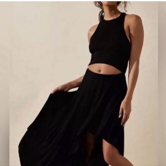 Free People FP Beach Bethany Cut Out Midi Dress Black NEW - Picture 3 of 9